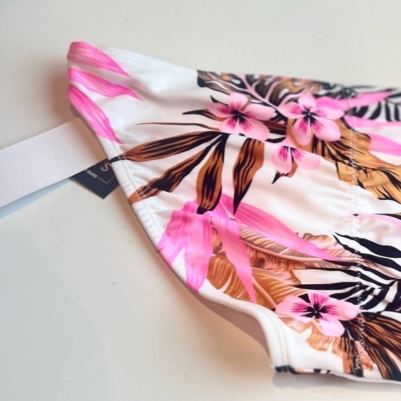 SALT + COVE Women's Tropic Time Printed Cinch-Back Bikini Bottoms, swimsuit M - Picture 8 of 9